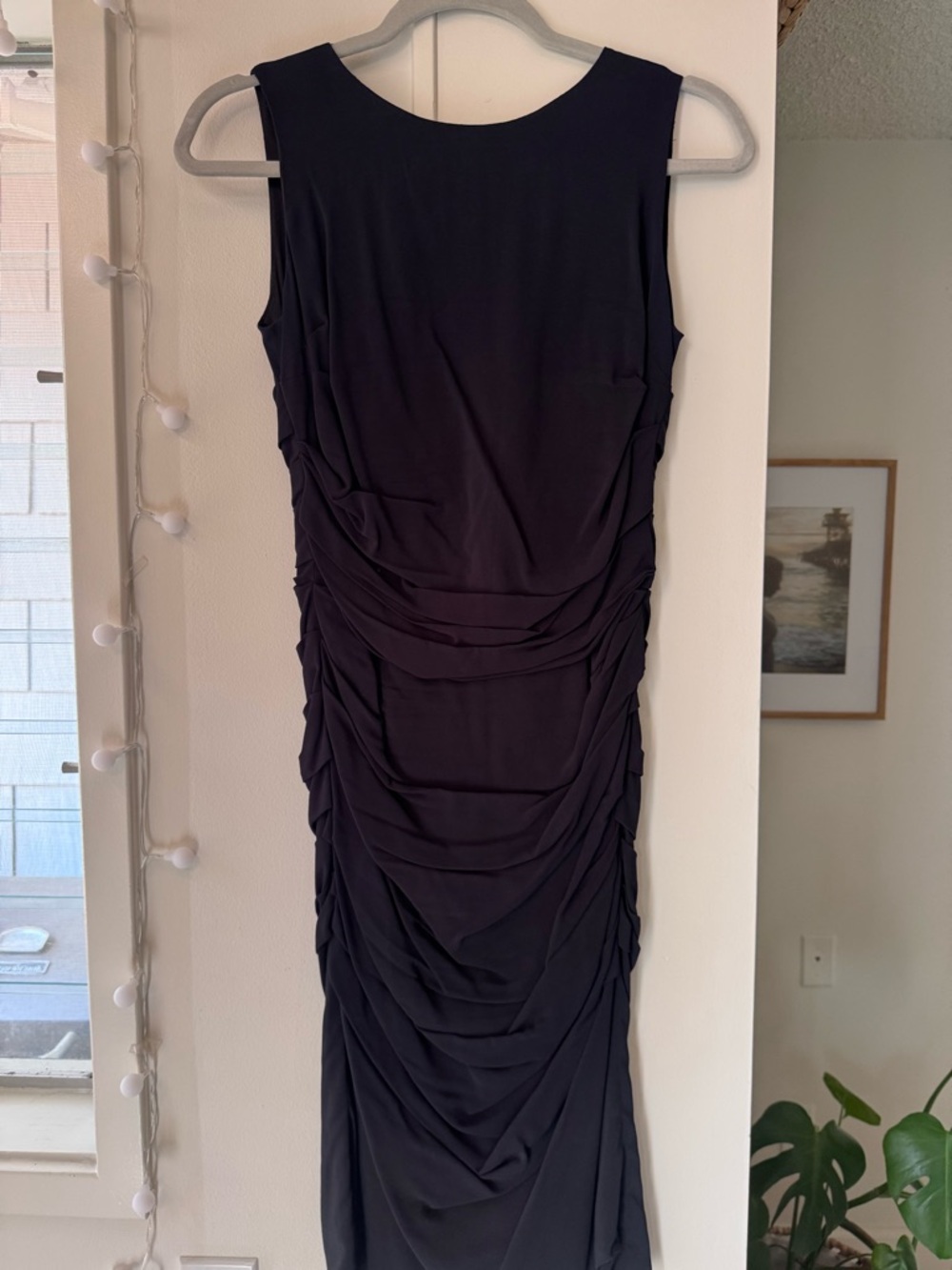 Dolce & Gabbana Black Sleeveless Ruched Midi Dress